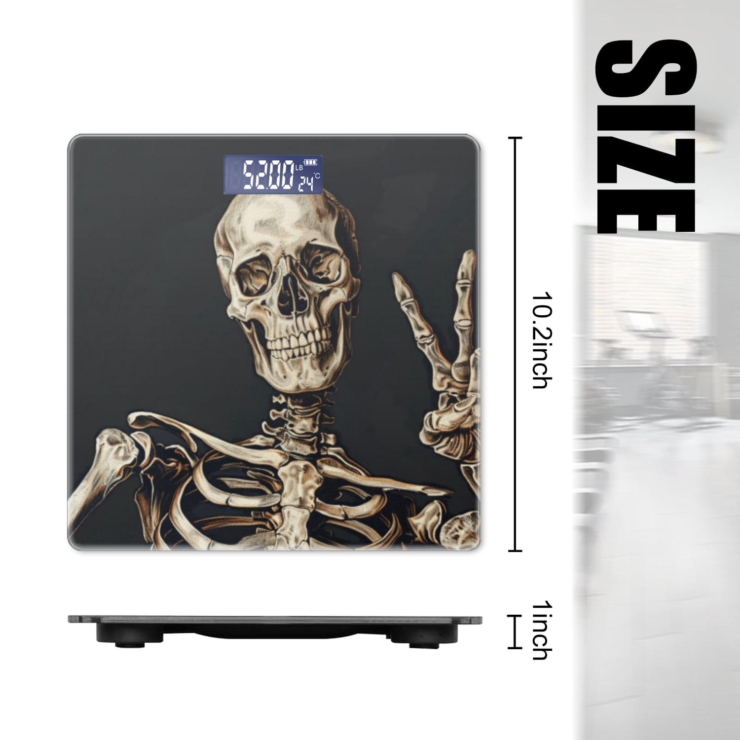 High Precision Body Weight Scale Smart Bathroom Scales with Large LCD Display(400lbs),Decorative for Bedroom-Skeleton Making Sign With Hand