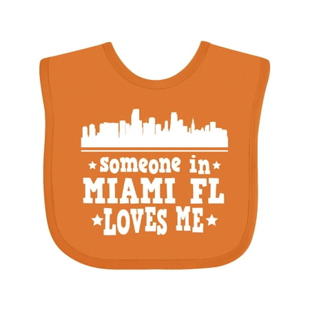 

Inktastic Miami Florida Someone Loves Me City Skyline Gift Baby Boy or Baby Girl Bib