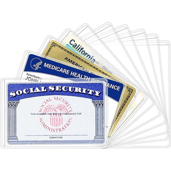 New Medicare Card Holder Protector Sleeves, Social Security Card Protector, 12 Mil Clear PVC Water Resistant Plastic Sleeves for New Medicare/Social Security/Business/ID/Credit Cards(10 Pack)