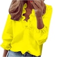 thumbnail image 1 of Bowake Women's Plus Size Tunic Tops Trendy Ruffle V Neck Long Sleeve Shirts Casual Solid Color Fall Spring Blouse Tee, 1 of 5