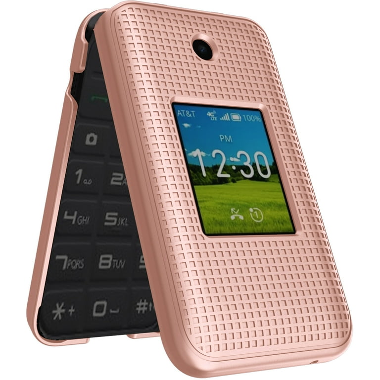Case for AT&T Cingular Flex 2 / Cricket Debut Flex, Nakedcellphone Slim Hard Shell Protector Cover [Anti-Fingerprint, Grid Texture] - Rose Gold Pink