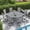 Gray Table- Gray Chairs, variant on VOXBIN Patio Dining Set for 6 Outdoor Furniture Includes 53.1" Round Patio Table and Swivel Chairs, Black Tabletop and Brown Fabric