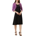 thumbnail image 2 of INSPIRE CHIC Women's Shrugs Floral Lace Cardigan 3/4 Sleeves Sheer Cover Up Top XL Dark Violet, 2 of 6