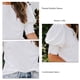 thumbnail image 4 of Camisa de verano blanca con mangas abullonadas, cuello redondo, puños abullonados, blusa holgada plisada con cierre de botones, talla XL, 4 of 5