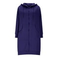 thumbnail image 7 of Womens Cotton Long Hoodie Jacket with Pockets Comfy Loose Fall Casual Drawstring Hooded Sweatshirt Coat Mid-length (2XL, Purple), 7 of 7