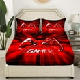 thumbnail image 3 of Erosebridal Video Game Bed Sheets King,Black Red King Sheet Sets,Geometric Plaid Sheet Set King,Breathable Gamer Room Decorative,4pcs, 3 of 7