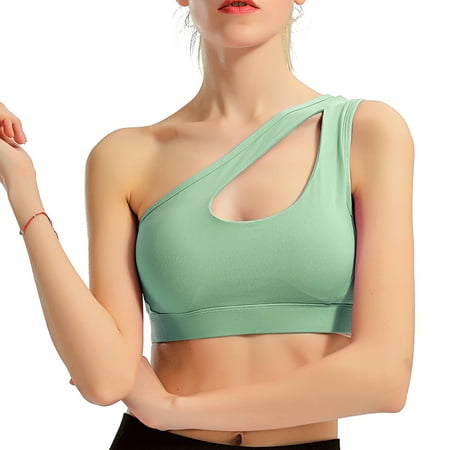

Solid Color Sports Bra Breathable Bra Fitness Gym Yoga Workout Bra，Adult-XL，Green