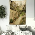 thumbnail image 3 of European Tapestry, British Town with Stone Houses Retro England Countryside Buildings Image Print, Wall Hanging for Bedroom Living Room Dorm Decor, 40W X 60L Inches, Grey Green, by Ambesonne, 3 of 5
