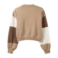 thumbnail image 4 of Arlun Women's Open Front Cropped Cardigan Sweaters Colorful Long Sleeve Knit Tops Soft Comfortable Trendy Color Block Lantern Sleeves Short Cardigans Outwear Brown XXXL, 4 of 7