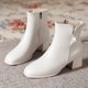 thumbnail image 2 of NECHOLOGY Botas Mujer Adulto Femenino Zapatos Botines de mujer Zapatos de mujer Botas de de otoño Punta redonda Tacón grueso Cremallera lateral Botas (White, 7.5), 2 of 4