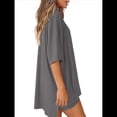 thumbnail image 3 of Traje Casual de Dos Piezas para Mujer, Camisa Holgada de Verano, Pantalones Cortos de Ciclismo, Ropa de Viaje para el Aeropuerto. Gris L, 3 of 7