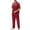 Red, variant on Men‘s Silk Satin Pyjama Set Short Sleeve Button Down Shirt with Long Pants Silky Pjs Notch Collar Loungewear Red L