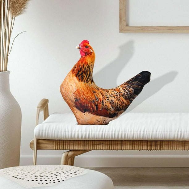 Peluche de simulación de animal, juguete de peluche, decoración del hogar, único, realista, cómodo, cojín de peluche para adolescentes y adultos. Gallina
