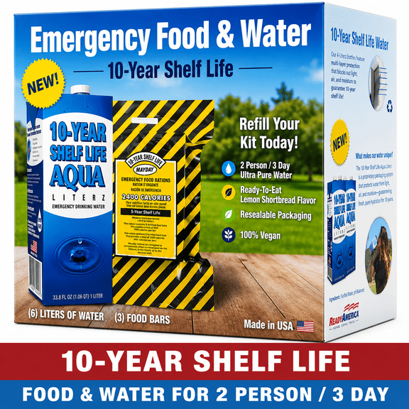 2 Person Emergency Food & Water Kit | 3 Day Survival Supply | 10 Year Shelf Life