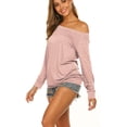 thumbnail image 4 of Borke Women's Long Sleeve Boat Neck Off Shoulder Blouse Tops, 4 of 6