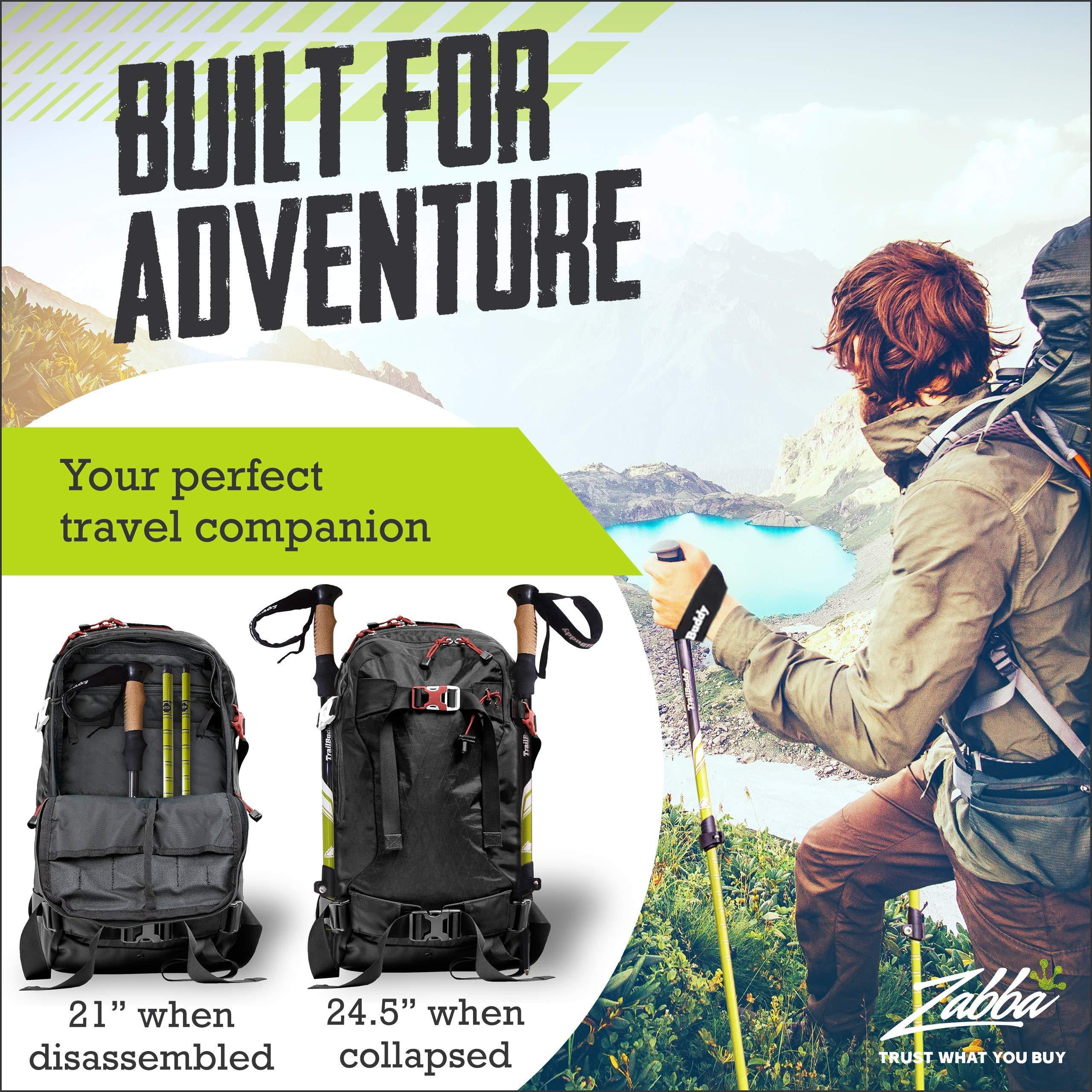 TrailBuddy Lightweight Aluminum Trekking, Hiking Poles, Walking Sticks -  Adjustable 24.5 to 54 in. (Black) 