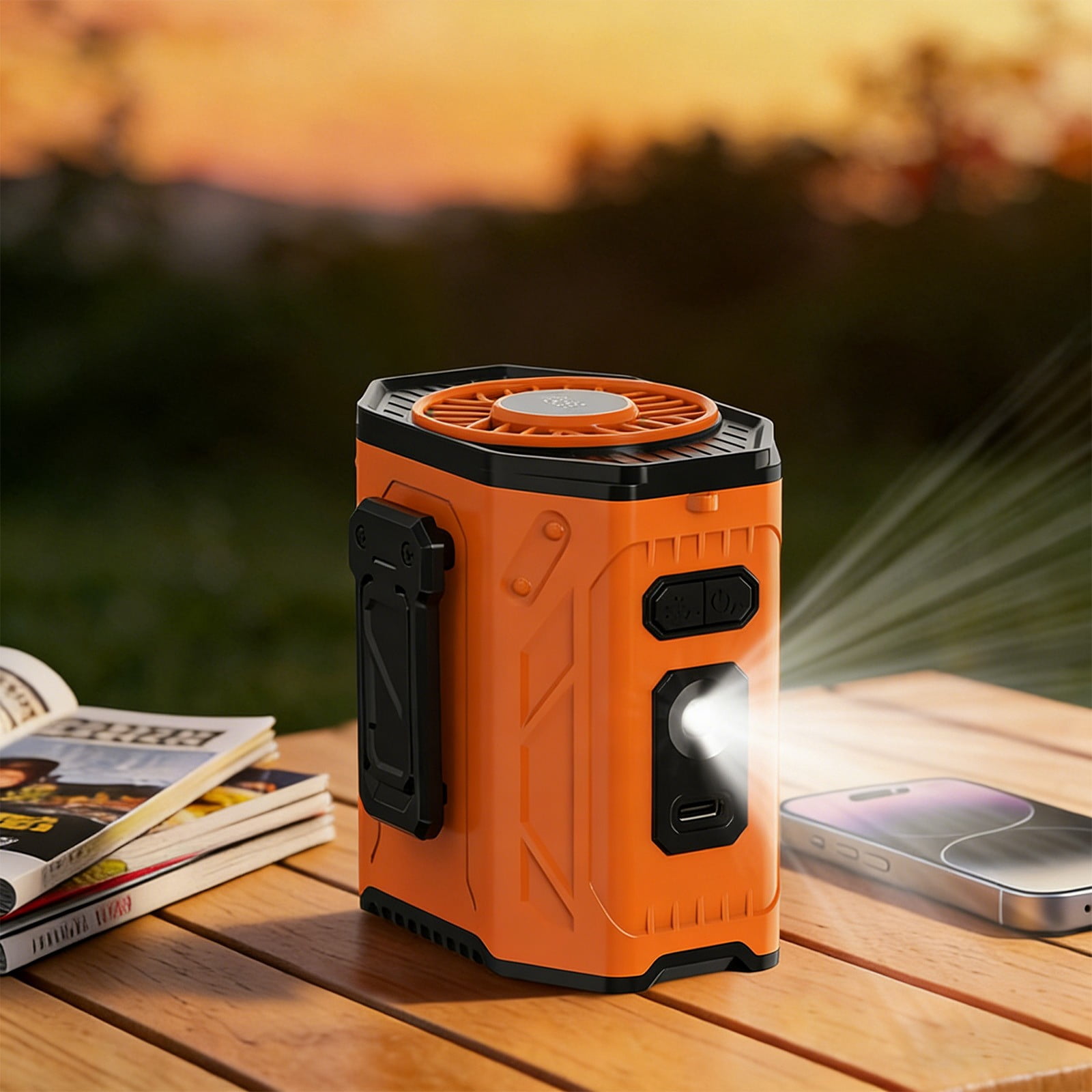 PIMOXV 3 Speed Portable Clip On Rechargeable Mini Waist Fan