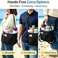 thumbnail image 6 of 4 Water Bottle Holder with Strap,Family Size 4 Compartment Drink Bag,Multiple Tumbler Carrier Caddy,Adjustable Fits Large & Small Drinks,Hands Free,Won't Tip Over in Car(Black), 6 of 7