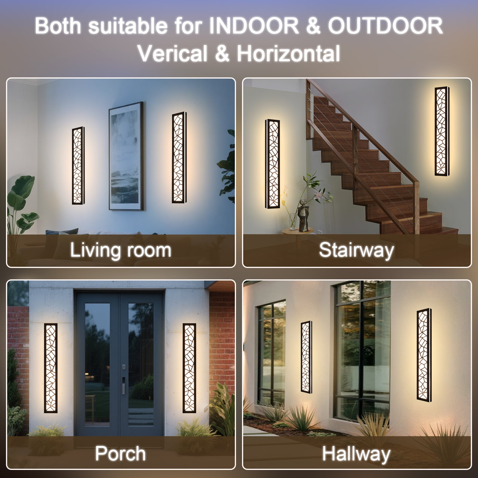 Melucee Modern Outdoor Wall Sconce LED Long Wall Sconces Black Front Porch Light Waterproof Led Wall Light