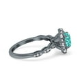 thumbnail image 2 of Halo Oval Art Deco Ring Black Tone Paraiba Tourmaline CZ 925 Sterling Silver Size 9, 2 of 6