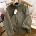 thumbnail image 3 of Autumn and Winter Japanese Men's and Women's Fleece Stand Neck Jacket Couple Zipper Loose Warm Lamb Wool Coat Solid Color Jacket, 3 of 6
