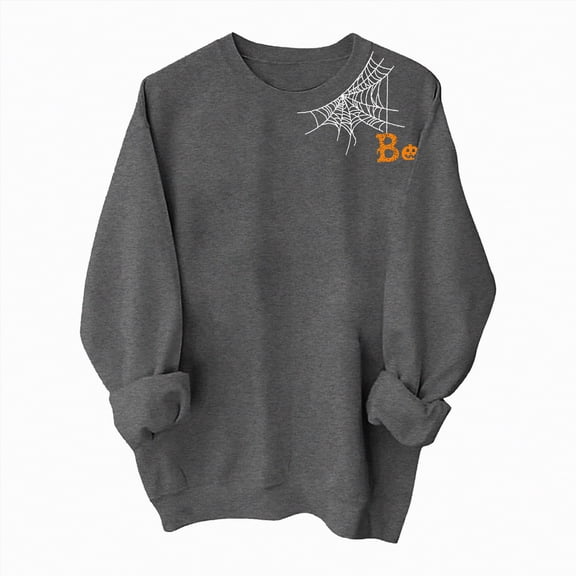 Godom Halloween Sweatshirts for Women Ghost Pumpkin Crewneck Oversized Sweatshirt Cute Graphic Clothes