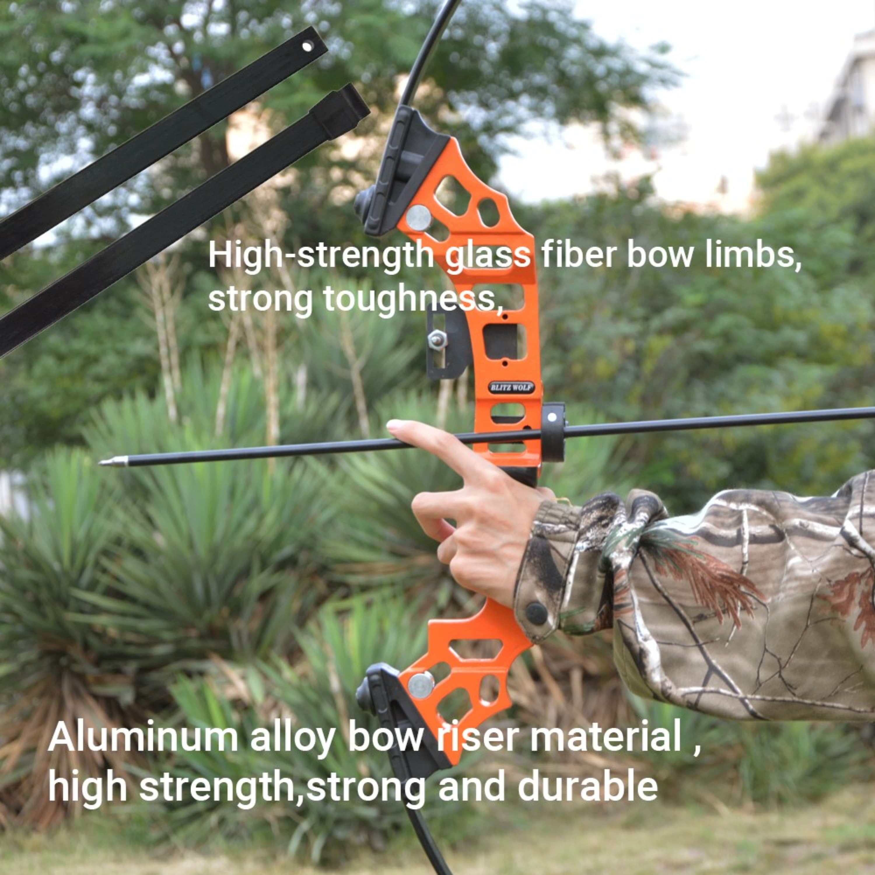 50" Archery Straight Bow Kit 40lbs Takedown Recurve Bow Adult Outdoor Target
