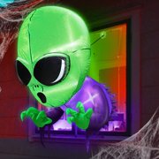 DiiKoo 4 Ft Halloween Inflatables Outdoor Decorations Alien Broke Out from Window with Built-in LED Blow Up Inflatable for Scary Halloween Decoration Party Home Indoor Outside Yard Garden Lawn Decor