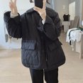 thumbnail image 4 of Abrigos de felpa y gruesos, chaquetas de invierno de solapa de gran tamaño para mujer, ropa de trabajo, cárdigans acolchados vintage holgados e informales de estilo coreano, 4 of 5