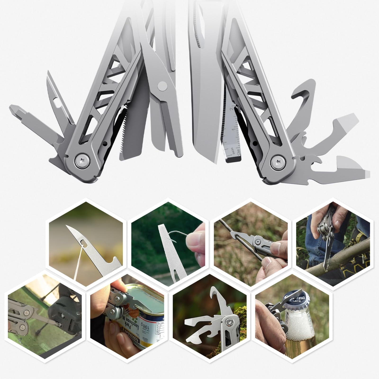 Multitool  17-in-1 Stainless Steel Multi Tool Pliers With Self-locking Pocket Nylon Sheath Professional (edc) Multi-tool For Camping And Hiking Gifts Men