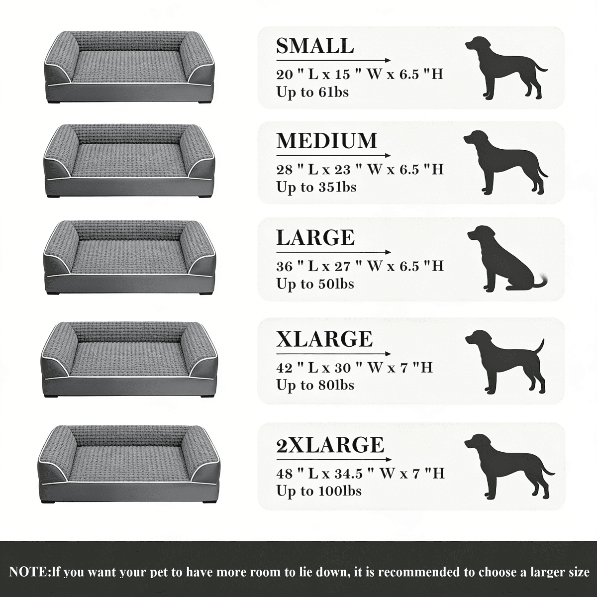 WNPETHOME Dog Beds for Large Dogs, Orthopedic Dog Bed for Medium Large Dogs,Big Waterproof Couch Dog Pet Bed with Removable Washable Cover