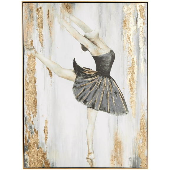 36" x 47" Ballet Dancer Framed Wall Art with Black and Gold Foil Accents, by DecMode