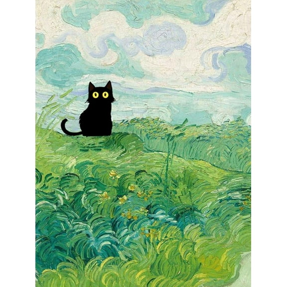 Diamond Art Painting Kits-Black Cats Diamond Art Kits for Adults,5D Diamond Painting Kits,Full Round Diamond Arts Diamond Art Kits,Craft Home Wall Art Deco-12x16inches