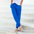 thumbnail image 2 of Manxivoo Women's Pants Women's Elastic Drawstring Waist Loose Wide Leg Solid Pants with Pockets Womens Sweatpants Blue M, 2 of 5