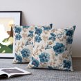 thumbnail image 2 of Pillow Covers 26x26 Set of 2, Indigo Florals Throw Pillow Covers Decorative Couch Cushion Cover, Farm Botanical Peonies Vintage Brown Leaves Microfiber Soft Pillowcases for Bedroom Living Room Sofa, 2 of 9