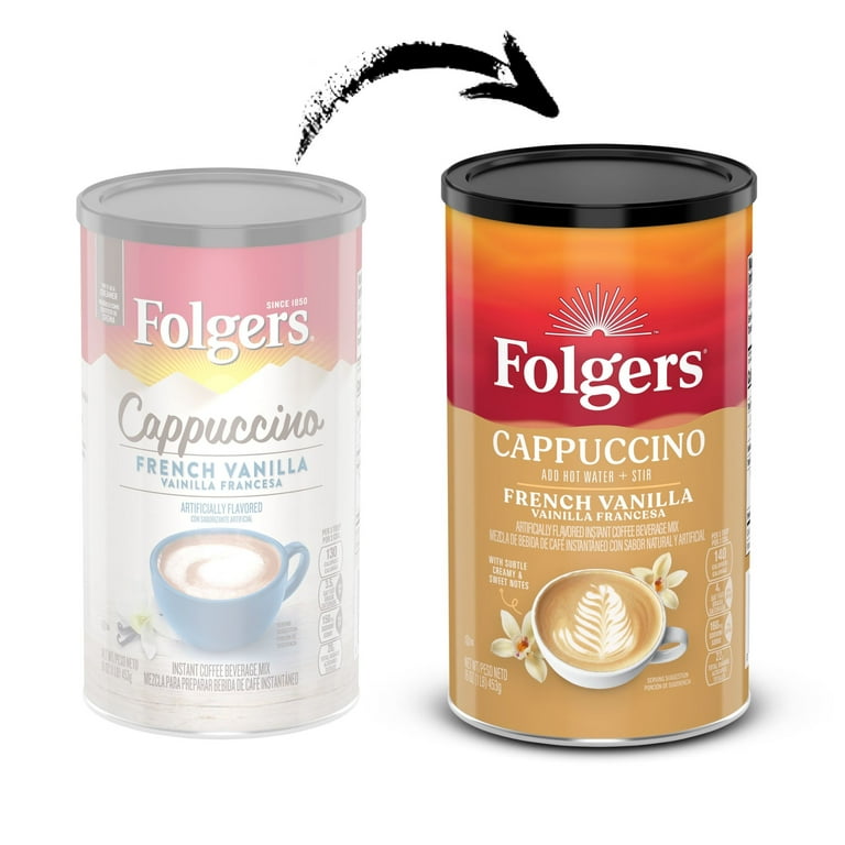 Folgers French Vanilla Cappuccino Mix 16 Oz Canister Instant Coffee Beverage Walmart