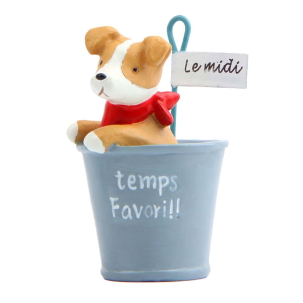 Estatua de cachorro, estatua de jardín, figura de perro, adorno de resina, mini estatua de perro, estatua de perro pequeña para estantería, jardín de Gris Macarena Estatua de cachorro