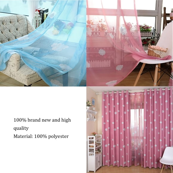 pitrice Floral Print Clouds Blockout Window Curtain Thicken Fabric Curtains Eyelet