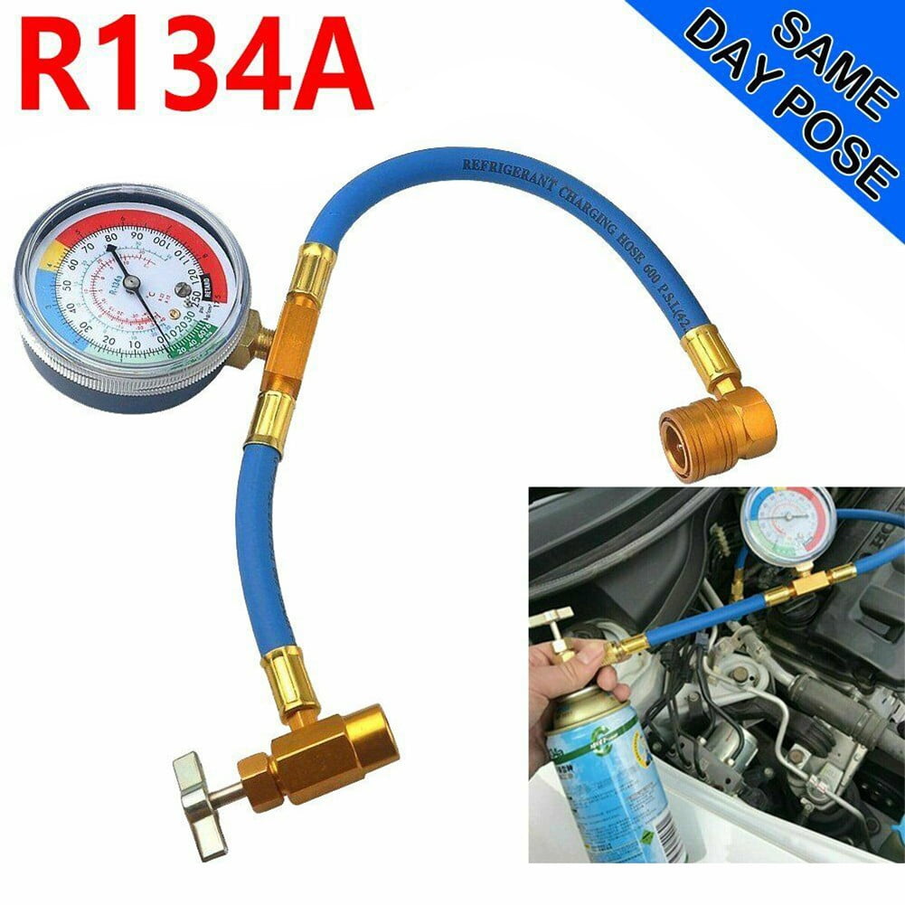 Dasing Universal Auto Car Refrigerant Hose kit R134A Air Conditioning Refrigerant Charge Hose with Pressure Guage 