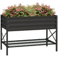 thumbnail image 2 of Outsunny Galvanized Raised Garden Bed with Legs and Storage Shelf, Black, 2 of 9
