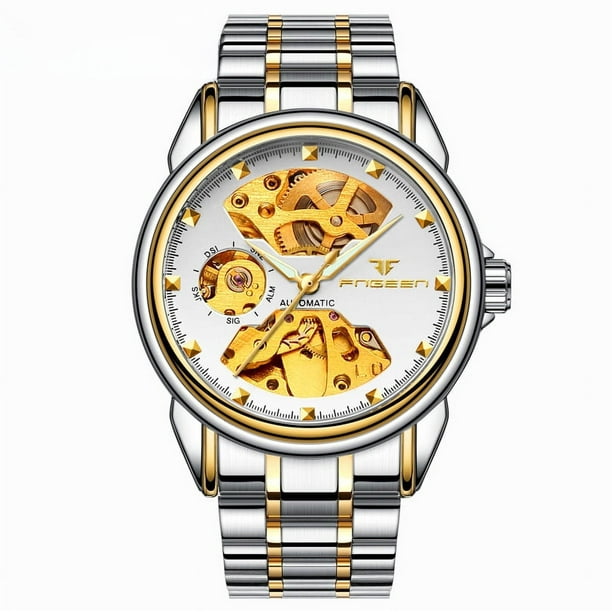 Reloj mecánico para parejas, de negocios, de doble cara, hueco, para hombre, resistente al agua, mecánico
