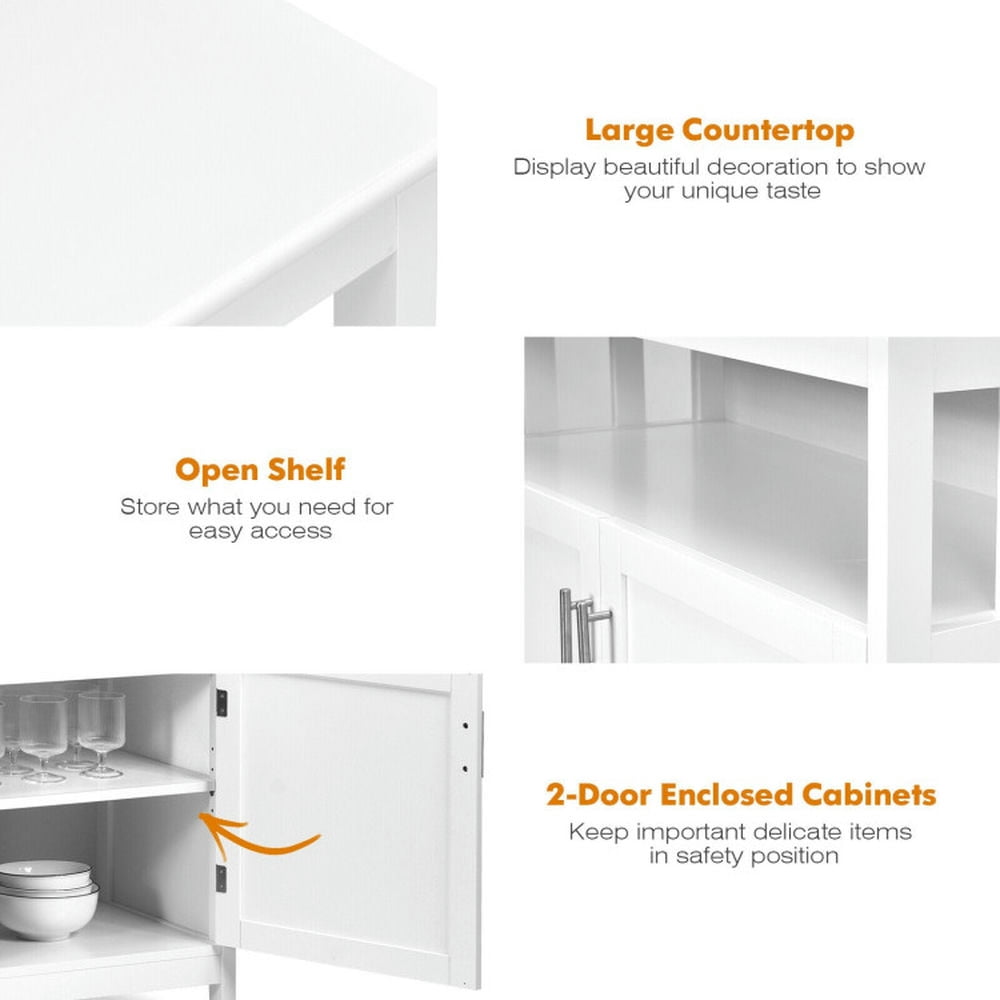 Finihen Kitchen Storage Cabinet, Buffet Sideboard, Kitchen Buffet Server Sideboard Storage Cabinet with 2 Doors and Shelf, for Dining Room, Kitchen, Living Room, White Finihen Kitchen Storage Cabinet, Buffet Sideboard, Kitchen Buffet Server Sideboard Storage Cabinet with 2 Doors and Shelf, for Dining Room, Kitchen, Living Room, White