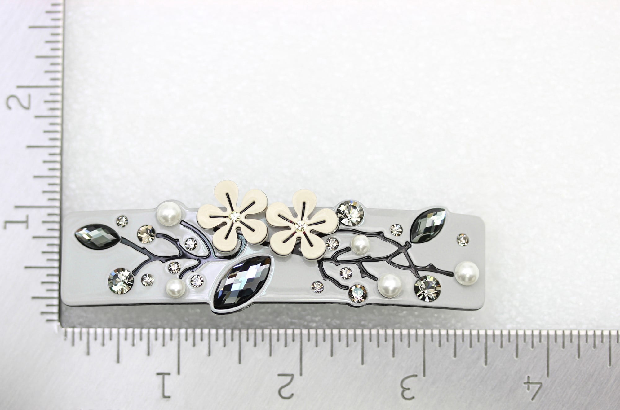 Faship Premium  Black Cellulose Acetate Floral Art Deco Hair Claws Clips