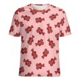thumbnail image 5 of Lobster Print Pink Women's Short Sleeve Tops Casual Blouses T Shirt, 5 of 6