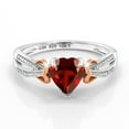 thumbnail image 3 of Gem Stone King 925 Sterling Silver and 10K Rose Gold Red Garnet and Diamond Heart Shape Women Ring (0.91 Cttw, Gemstone Birthstone Available in Size 5, 6, 7, 8, 9), 3 of 5