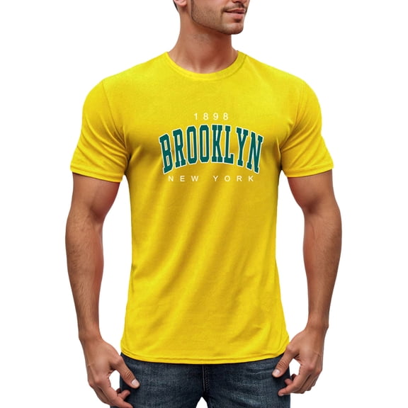 IWRICH Men's Plus Size Slim Fit T Shirts Short Sleeve Crew Neck Tees Casual Trendy Streetwear Yellow XL