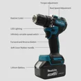 thumbnail image 6 of Makita DDF487 10mm brushless 18V lithium rechargeable impact drill household hand drill high torque electric screwdriver, 6 of 9
