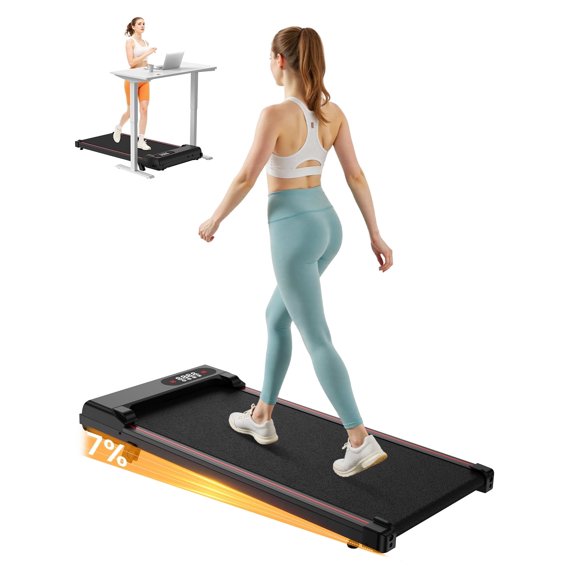 Evitormill Walking Pad Under Desk Treadmill with Incline for Home and Office, 2.5HP Low Noise, 35" Running Belt, Supports 265 Lbs (Black)