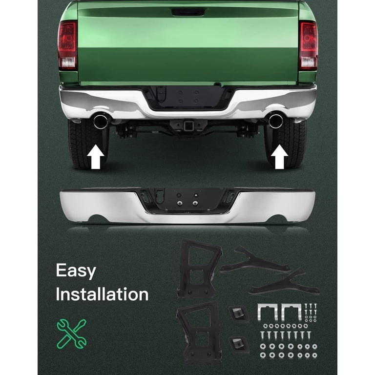 NEW Chrome Steel Rear Step Bumper Assembly for 2019-2024 RAM 1500 w NEW Chrome Steel Rear Step Bumper Assembly for 2019-2024 RAM 1500 w