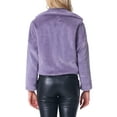 thumbnail image 3 of INSPIRE CHIC Women's Notch Collar Long Sleeve Open Front Faux Fur Fluffy Cropped Jacket XS Grey Purple, 3 of 6